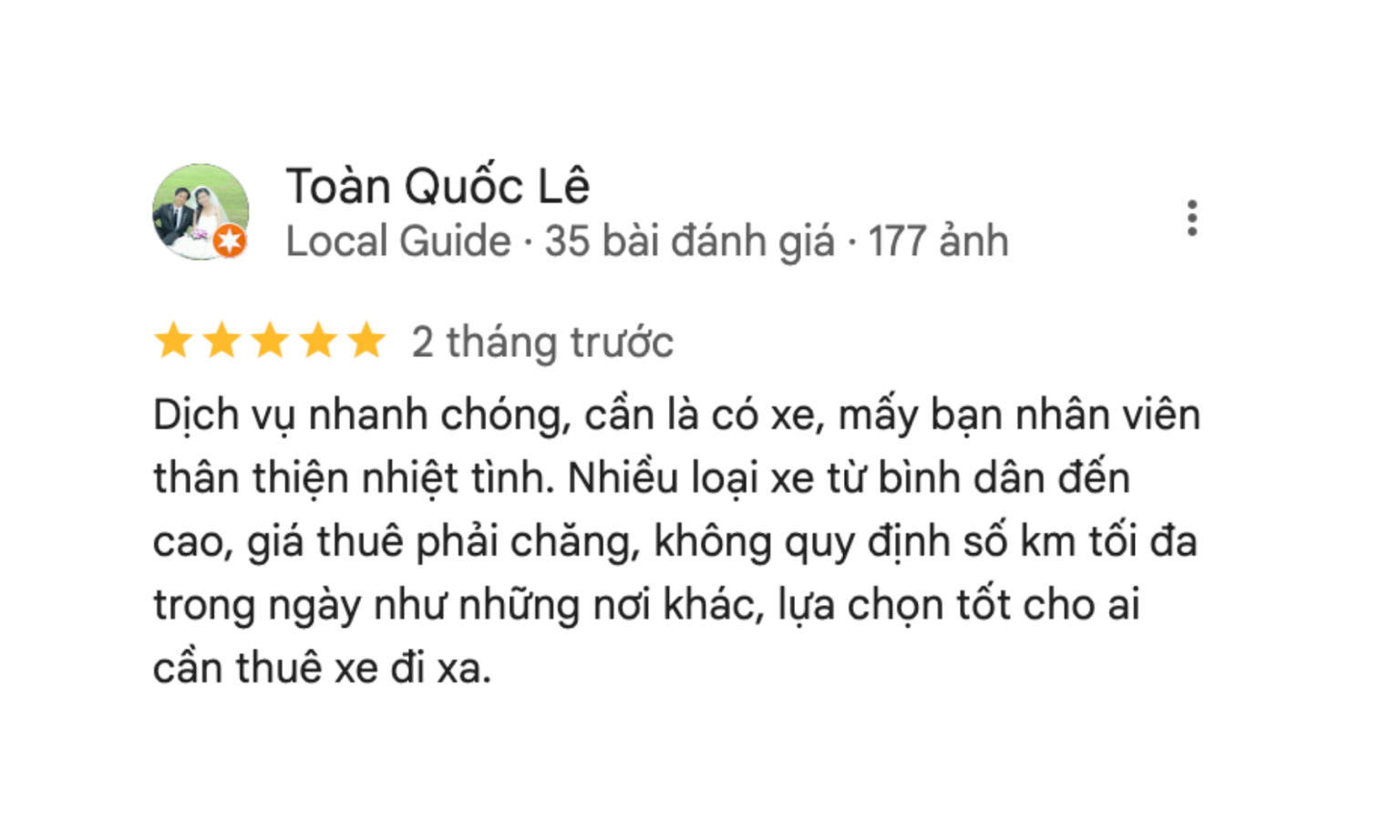 ảnh khách đánh giá dịch vụ 2