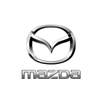 a silver logo on a black background