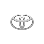 a silver logo on a black background